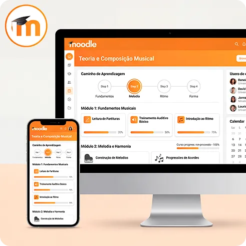 Moodle personalizado para música no computador e no celular